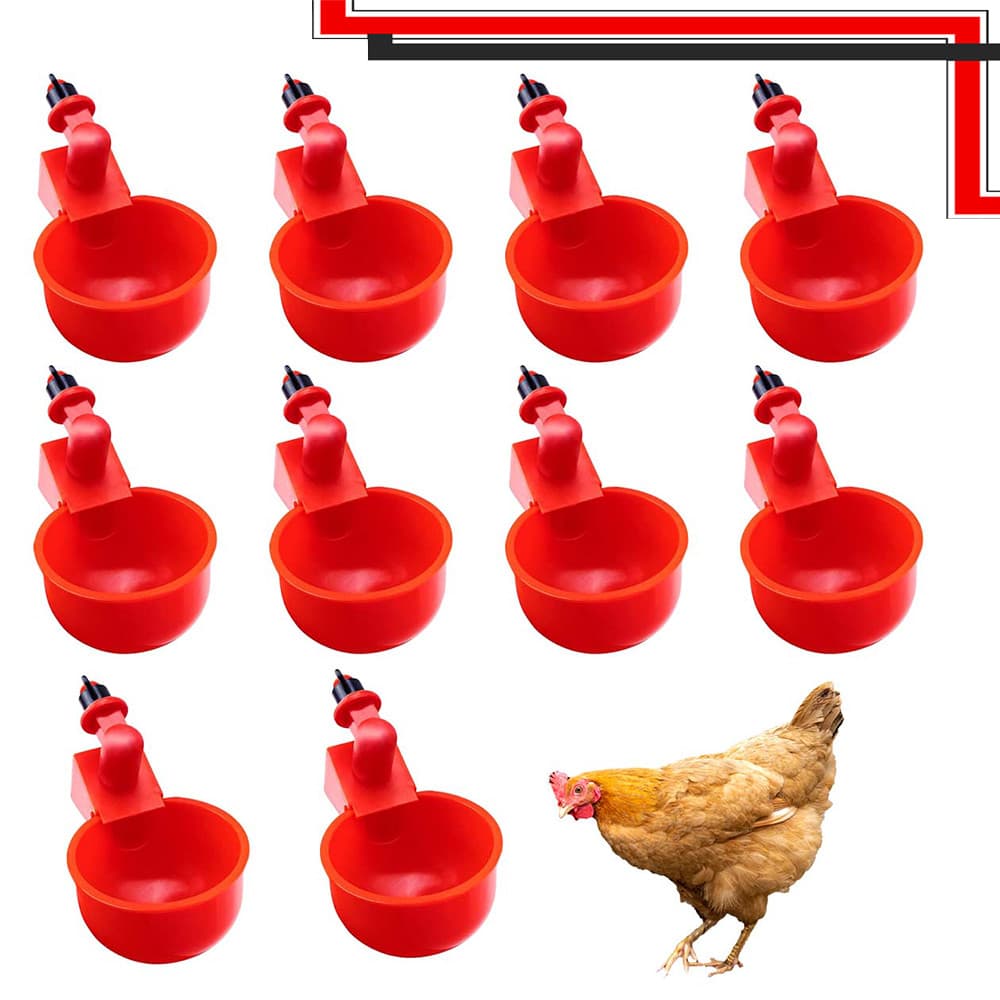 Copos De Bebedouro Para Galinhas, 10 peças De Bebedouro Para Galinhas, Bebedouro Automático Para Aves Grandes, Vermelho