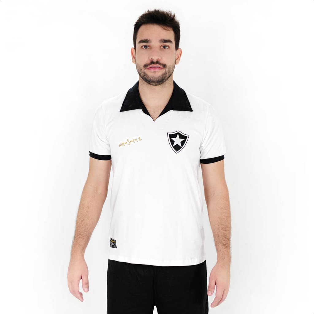 Camiseta de Time RetrôMania Botafogo Nilton Santos Branco - Masculino