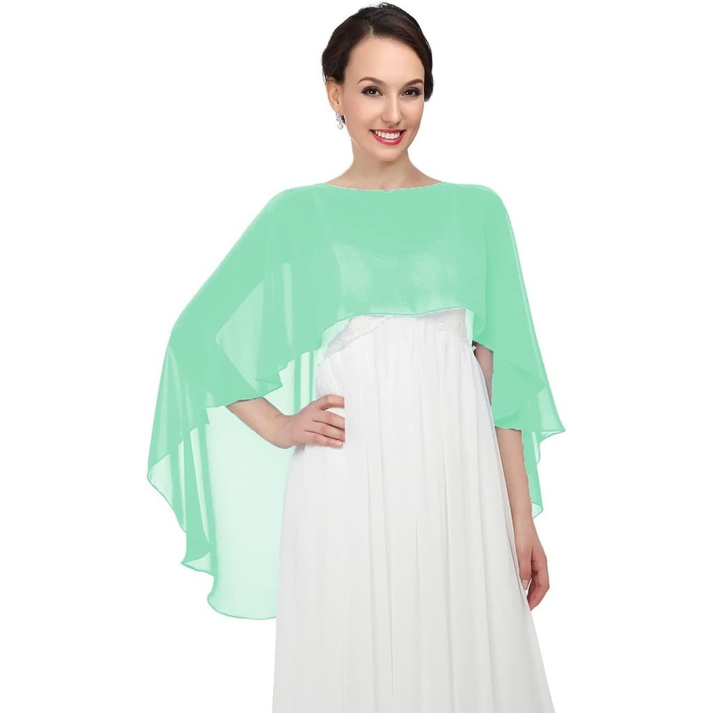 Cor completa roxo/amarelo/verde menta/azul celeste vestido de noite pulôver manto estilo fino Chiffon lenço de cor sólid