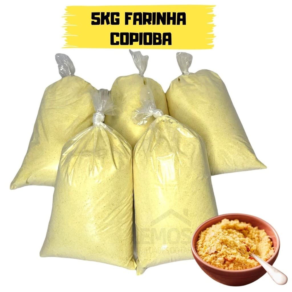 Farinha De Copioba Mandioca Amarela Torrada e Fina A Melhor Da Bahia 5kg Farofa Pirão Tropeiro