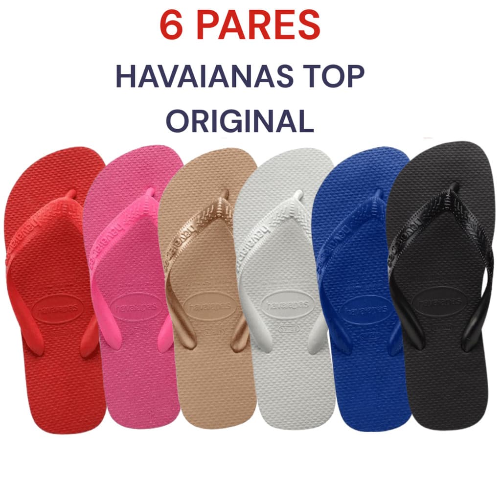 6 Pares Havaianas Chinelo Modelo Top colorida unisess tradicional Original tira grossa Costumização