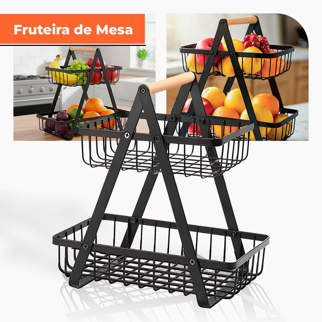 Fruteira de Mesa ou Cesto Multiuso Cesta de metal portátil Organizador para Casa Cozinha Escritório ES