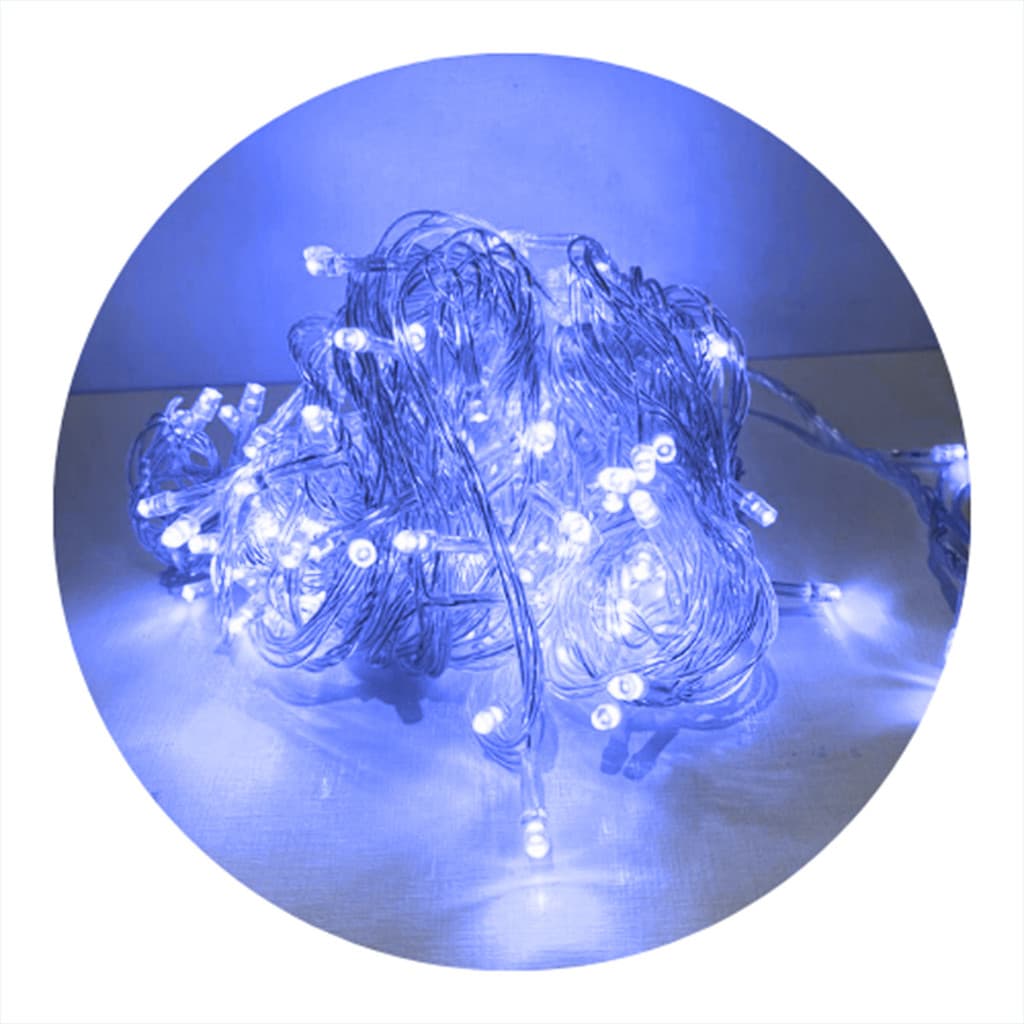 Cordão de 100 Lâmpadas LED Pequena Gota 10 Metros Azul