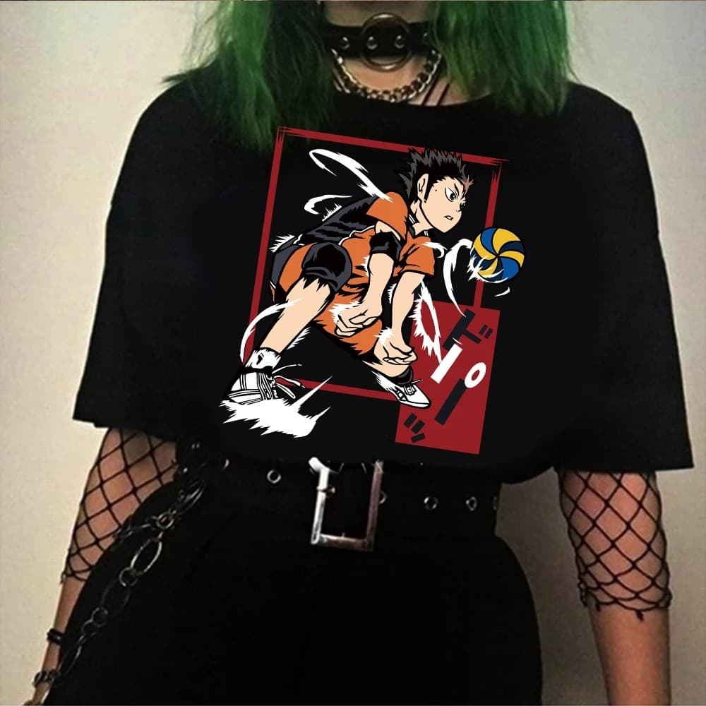 Camiseta Basica Camisa Yu Nishinoya Karasuno Ics Haikyuu Voley Anime Japanese Unissex