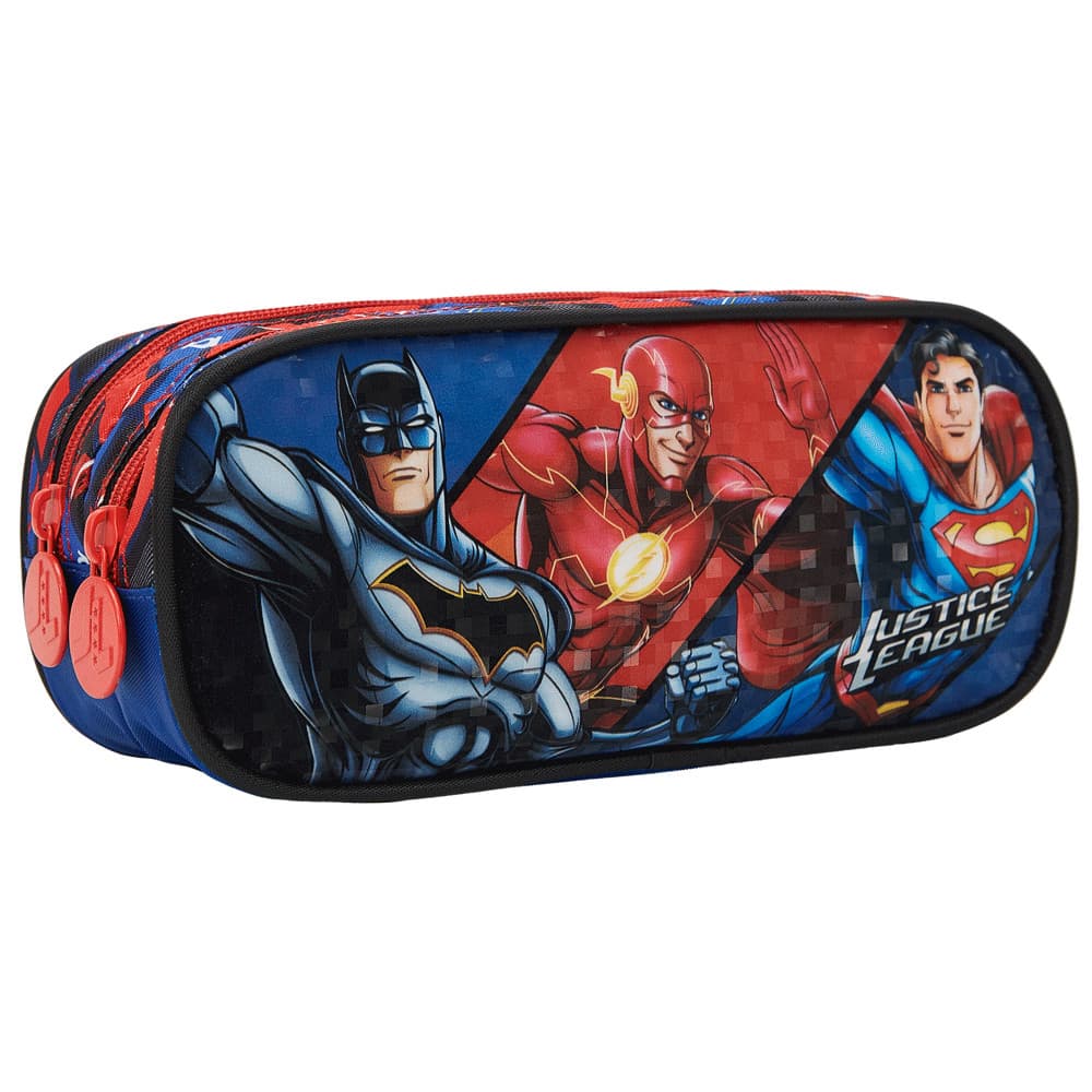 Estojo Escolar Duplo Liga da Justiça 2 Divisórias Infantil Original Envio Rápido Promoção