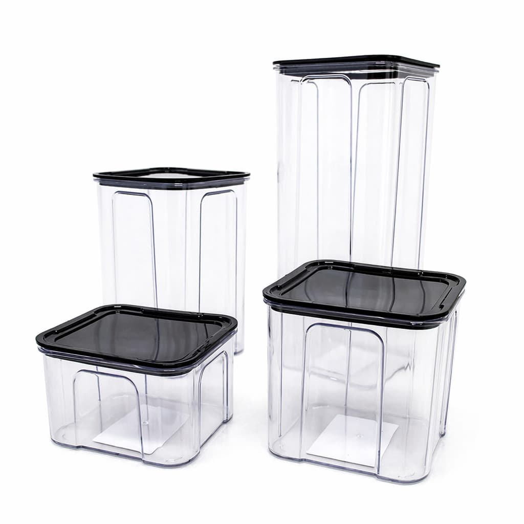 Kit Potes Herméticos Transparente Empilháveis Mantimentos, Organizadores Cozinha Resistente