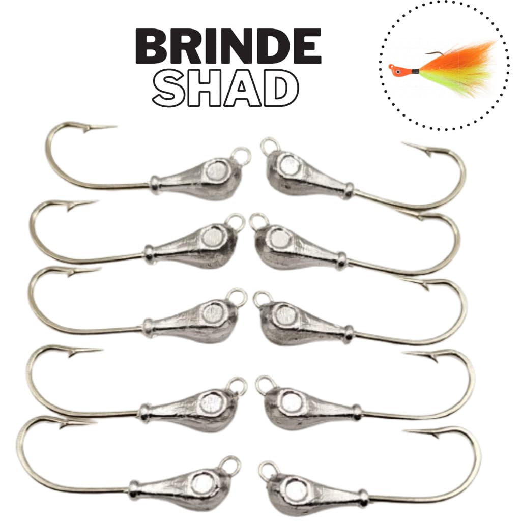 Jig Head Anzol Pesca Kit 10un Atado Two Jig de Pena Banana Xuxinha Robalo Tucunaré Traíra Isca Artificial