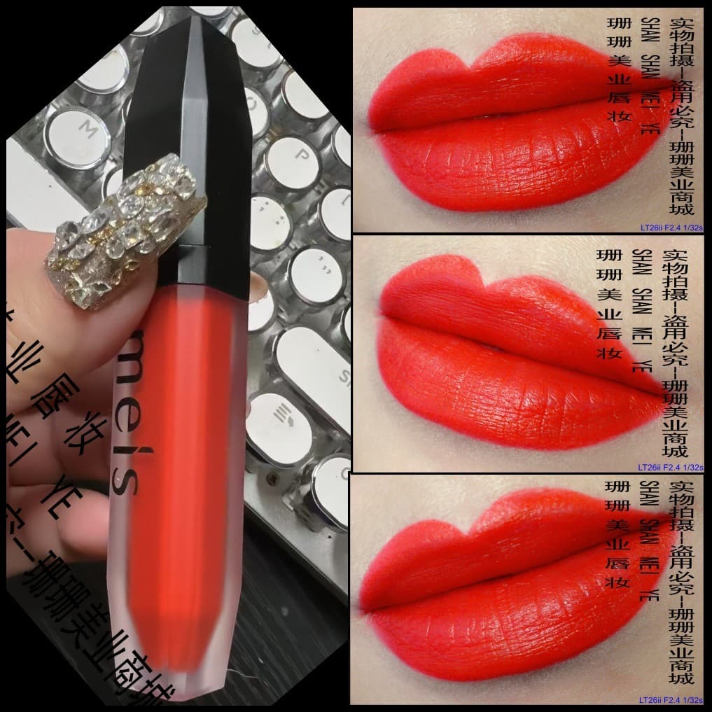 Frete grátis super positivo fosco veludo brilhante vermelho esmalte labial de longa duração cor bloqueio super branco br
