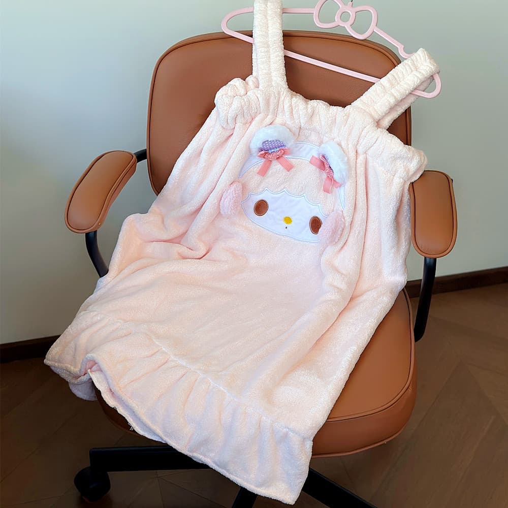 2025 novo estilo bonito menina coração dos desenhos animados saia de banho feminino Wearable Coral velo absorvente estil