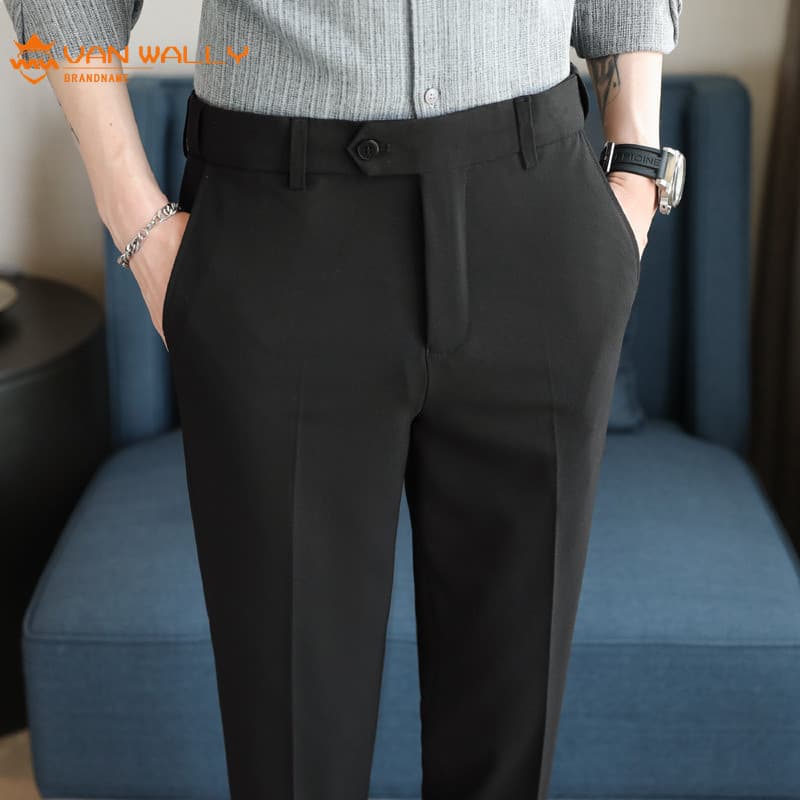 2026 novo estilo casual confortável calças de terno masculino cintura elástica versão coreana magro-ajuste pequeno em li