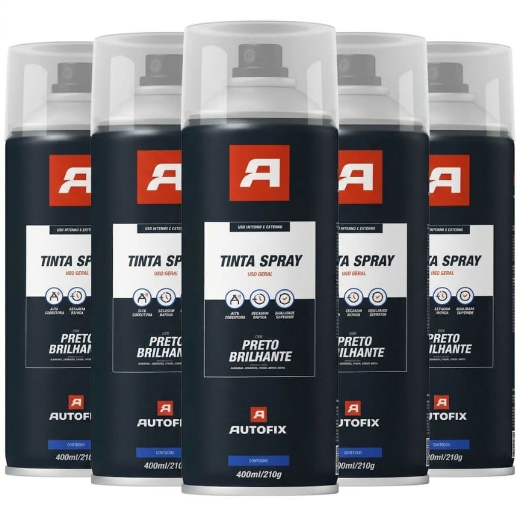 Kit 05 Tinta Spray Uso Geral 400ml Metal Madeira Autofix Aerossol Ok