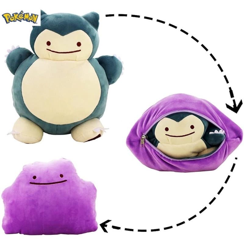 Pelúcia Jumbo Pokémon Snorlax Reversível, Dois Estilos, Brinquedo de Pelúcia Macio, Boneco Almofada, Presente Infantil,