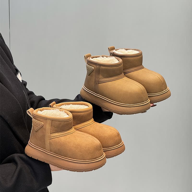 Crianças botas de neve 2025 inverno novo estilo meninos forro de lã engrossado sapatos de algodão quente meninas botas c
