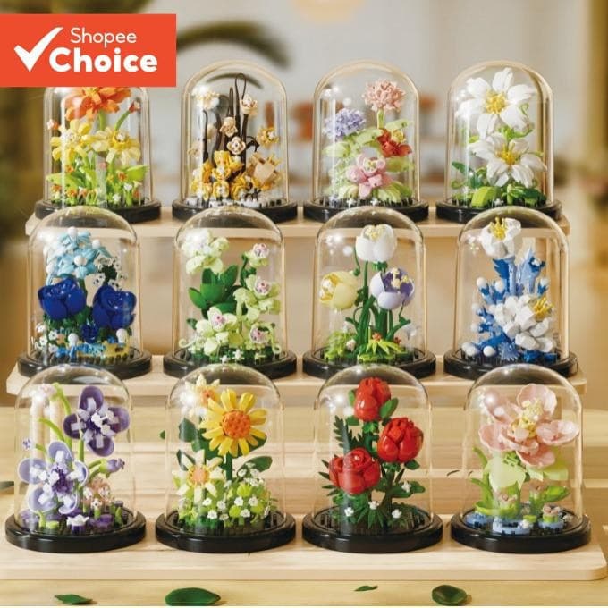 Blocos De Construção Vaso De Flores-Brinquedo Plantador De Girassol Rosa Suculenta Compatível Com Lego Decoração Botânic