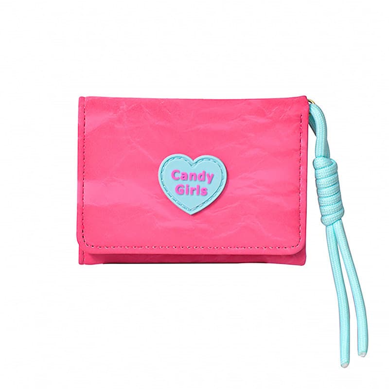 Carteira Heart Candy , Mini Bolsa Com Cordão , Estudantes Coreanos , Organizador Compacto Fofo