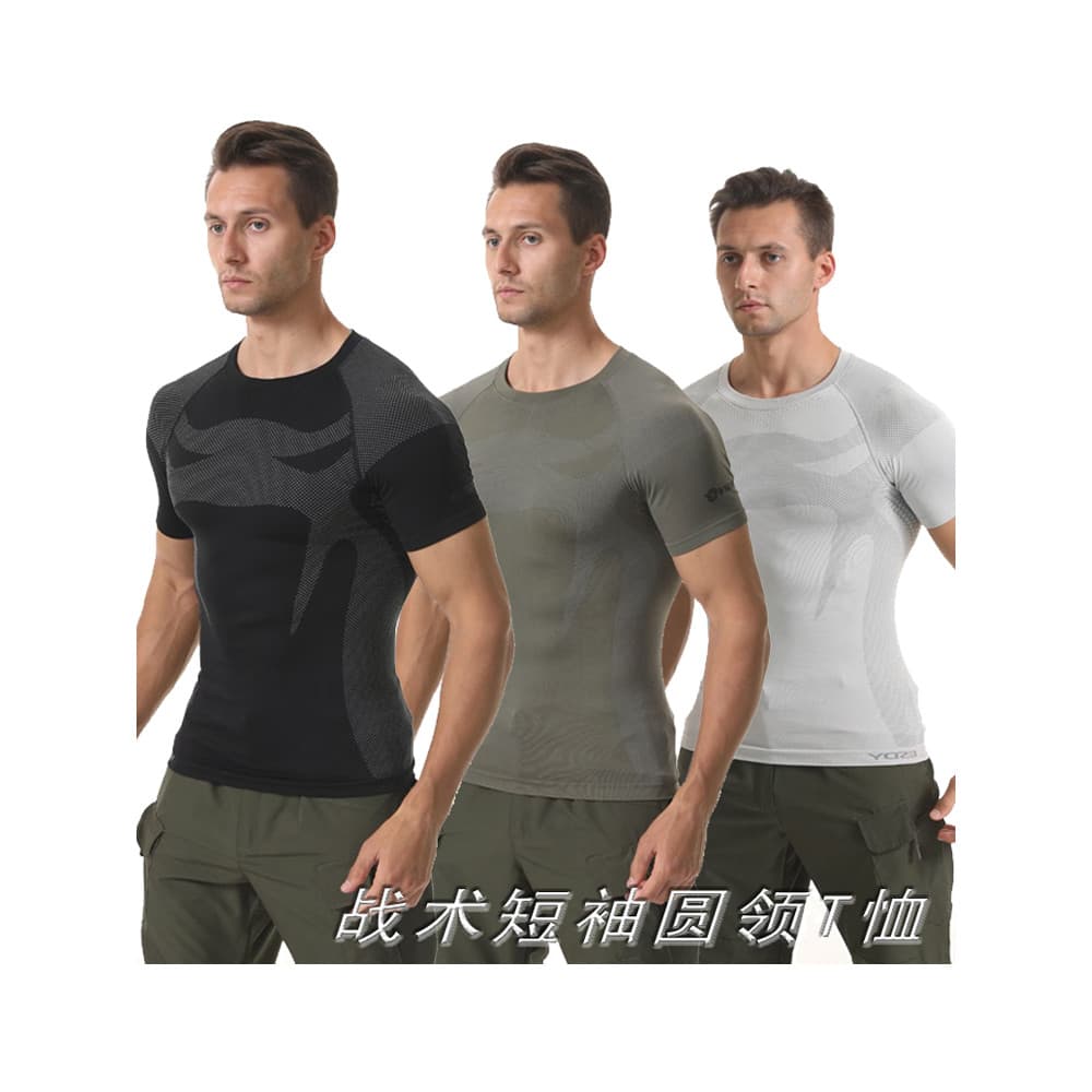 Genuíno ESDY novo estilo tático de manga curta camiseta Fitness ciclismo fino-ajuste topo roupas de treinamento masculin