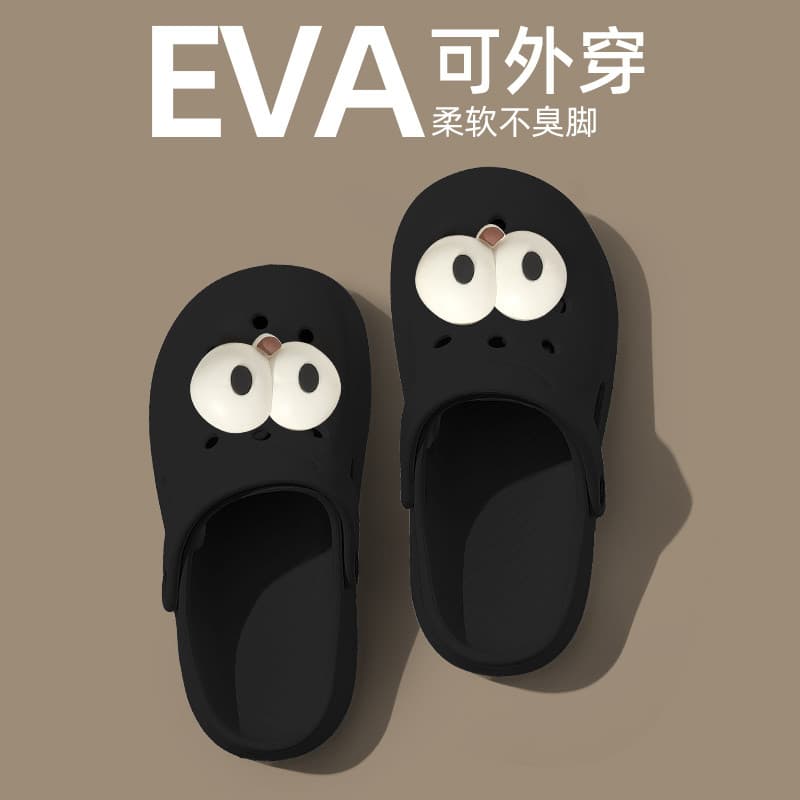 Engraçado olhos grandes buraco sapatos das mulheres dos homens estilo verão exterior Wear 2023 novo estilo casal preto p