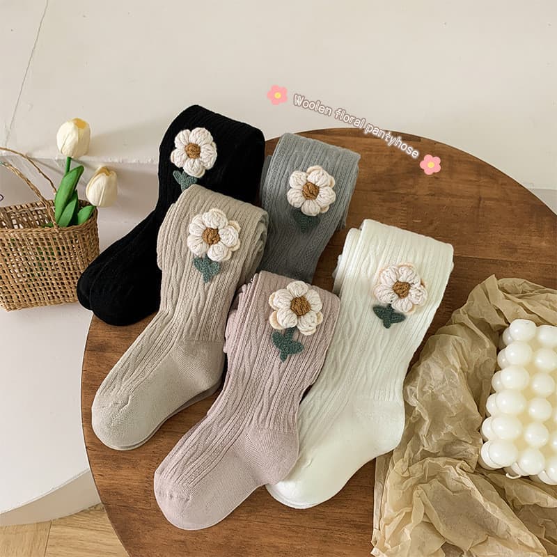 Meia-Calça Meninas Enchimentos Crianças Adicionar Fino Veludo Flor Collants Meias