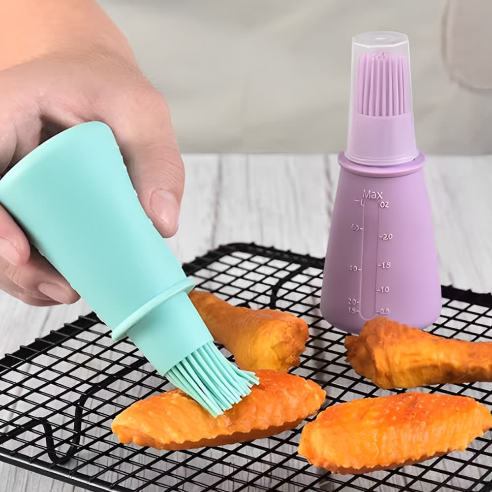 Pincel Culinário de Silicone Dispenser Multiuso Reservatório Óleo Azeite