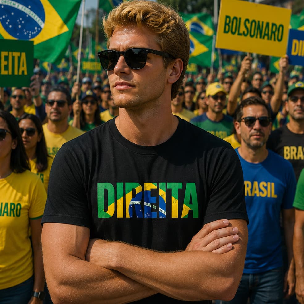 Camiseta Direita Brasil Bolsonaro Renan Eleição Santos Flavio Jair 100% Algodão