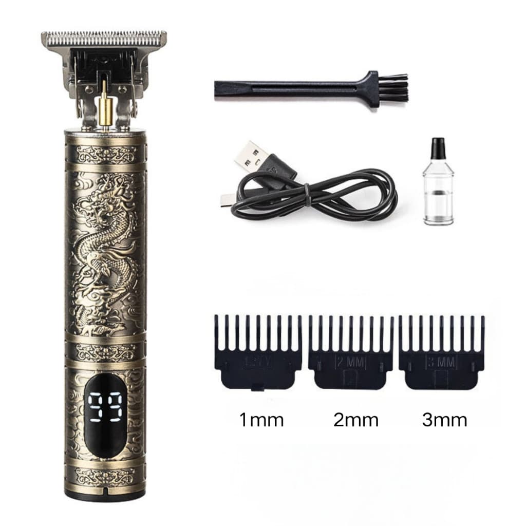 Máquina de Cortar Cabelo e Barba Profissional Display LED Recarregável Sem Fio T-Blade