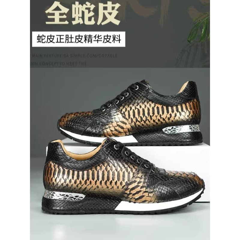 Luz de luxo novo estilo pele de cobra sapatos masculinos moda All-Match mão-polido cor sapatos esportivos casuais confor
