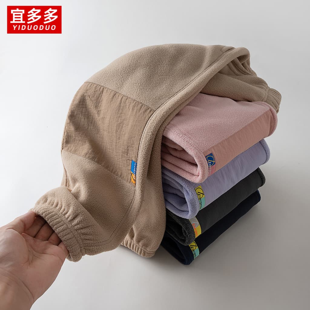 Crianças novo estilo Polar velo calças casuais meninos meninas outono inverno cor sólida velo quente calças casuais médi