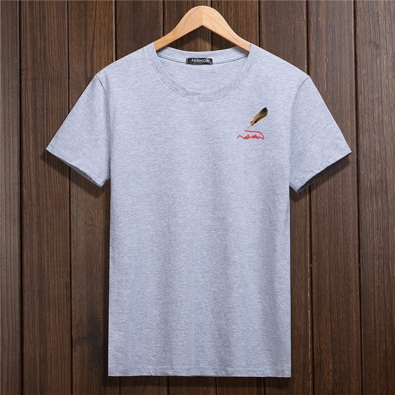 2023 novo estilo de manga curta camiseta masculina cor sólida em torno do pescoço roupas na moda camiseta meia manga