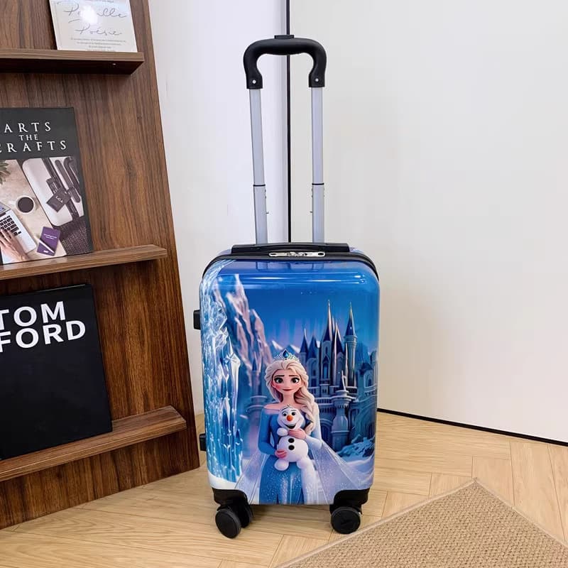 Carrinho infantil de 63 cm com senha para meninos e meninas, estudantes pequenos, bagagem de viagem, Elsa congelada