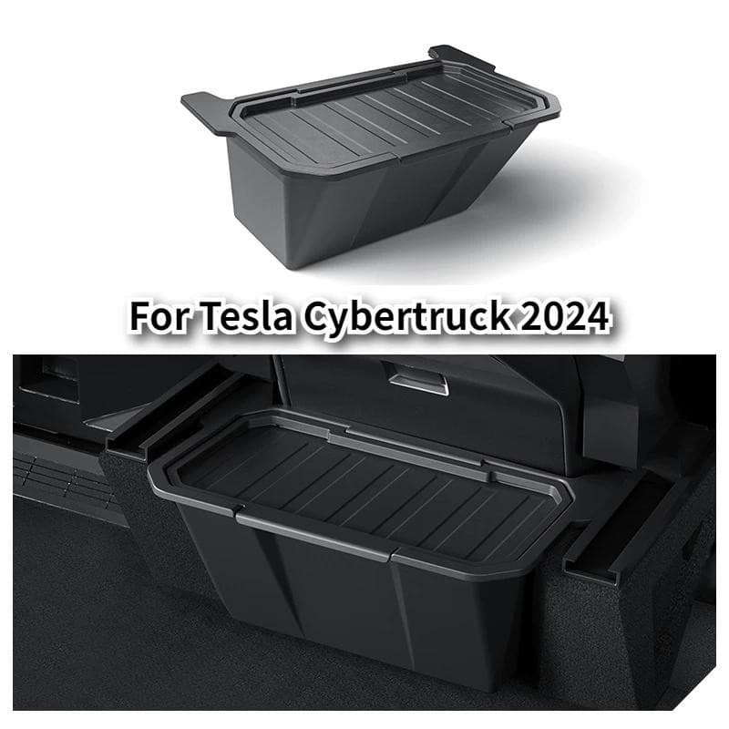Para Tesla Cybertruck 2024 Caixa De Armazenamento Do Banco Traseiro Sob O Assento Organizador Com Capa Lata De Lixo Aces
