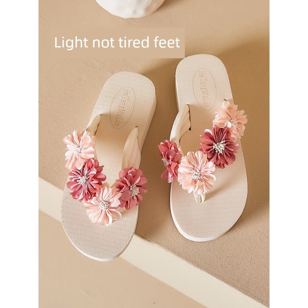 🔥 Sol Macio Confortável 🔥 VENDA QUENTE Estilo Coreano Chinelo Antiderrapante Flor Feminina Verão Elegante All-match Ch