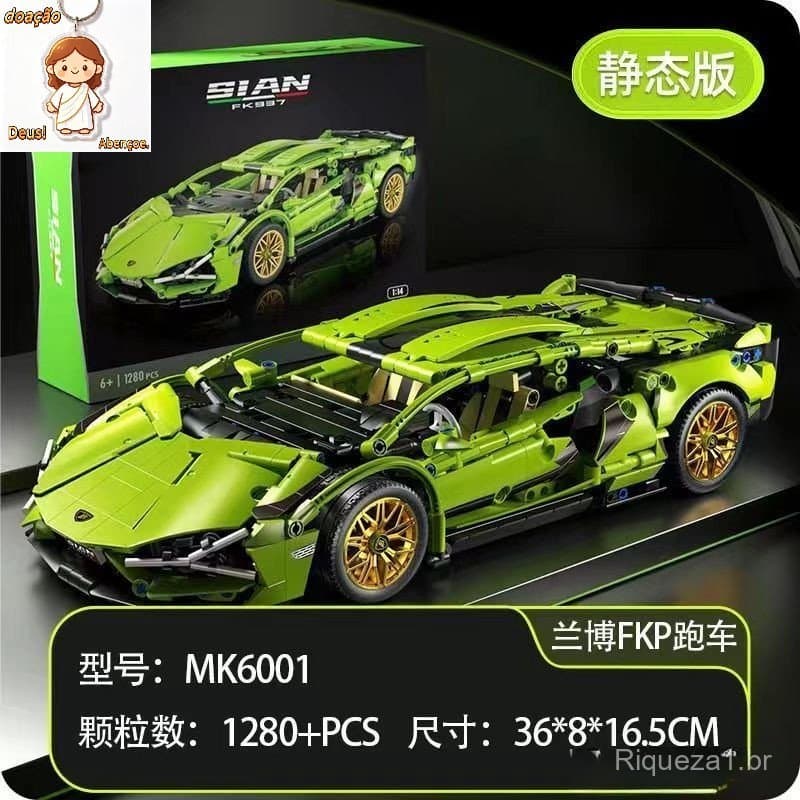 1280pcs Compatível Lego Lamborghini Racing Sports Car Car Modelo SIAN Montagem Educacional Pais-Criança Bloco de Constru
