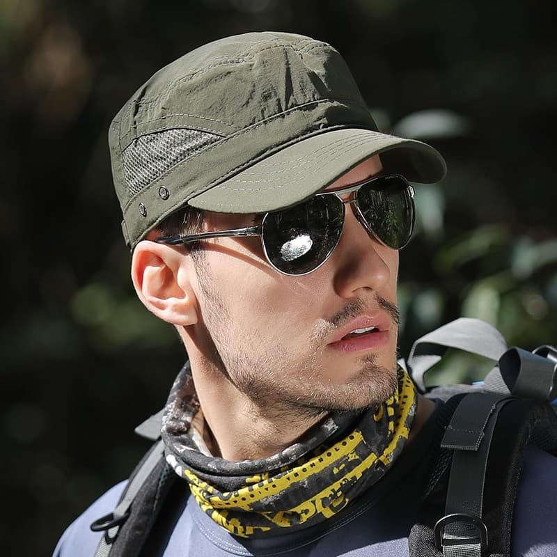 Chapéu de proteção solar para esportes ao ar livre masculino, chapéu de verão com mecanismo de mola