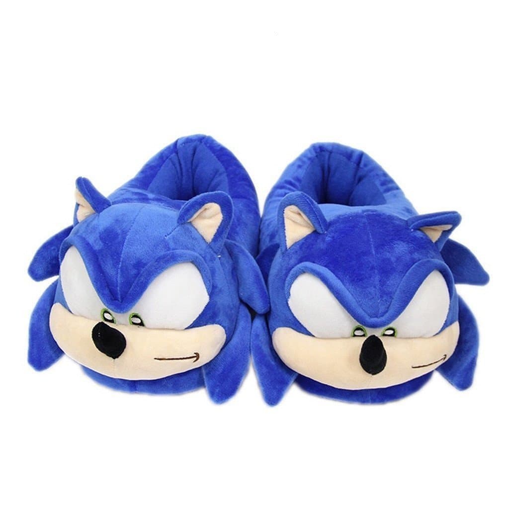 Bonito de Sonic chinelos de pelúcia para crianças com tudo, incluindo sapatos de algodão antiderrapante em casa para adu