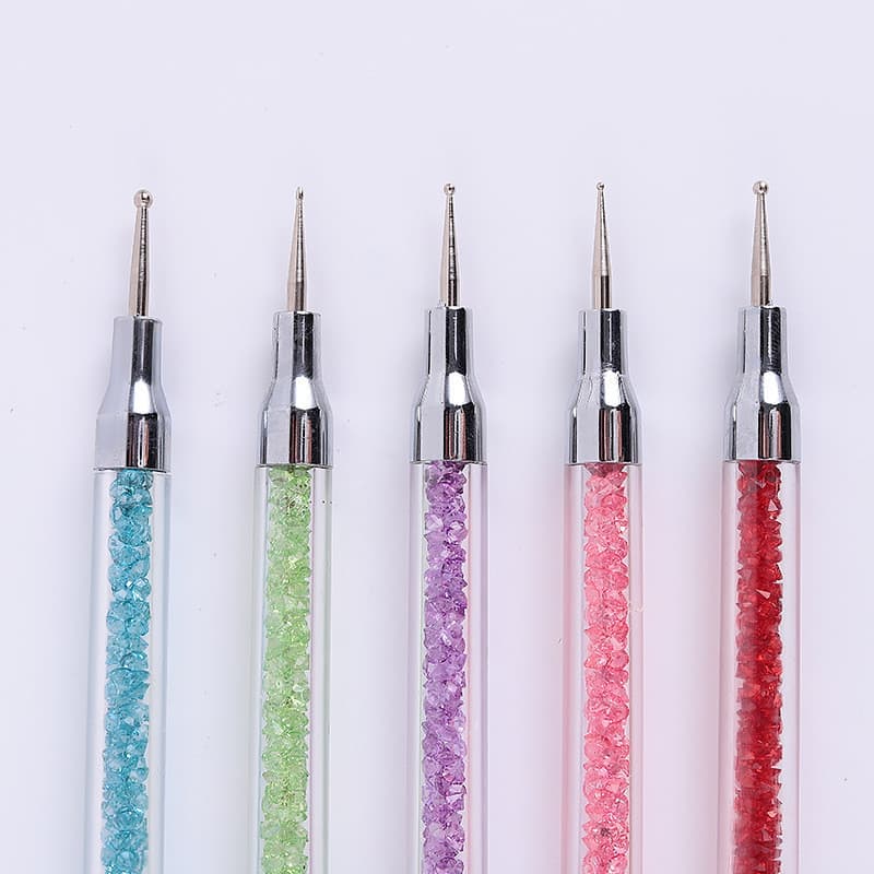Kit 5 canetas para nail art, caneta de silicone com duas pontas para gravação de flores e cola ajustável(FT)