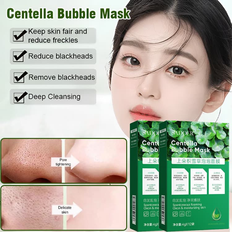 Máscara de Bolhas Desengordurante de Centella Asiática Superior para Iluminar e Refrescar a Pele