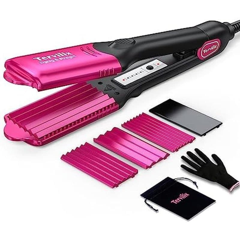 Ferro De Cabelo Crimper Terviiix Com 4 Placas Intercambiáveis , Queratina & amp ; Infusão De Óleo De Argan Para Mulheres
