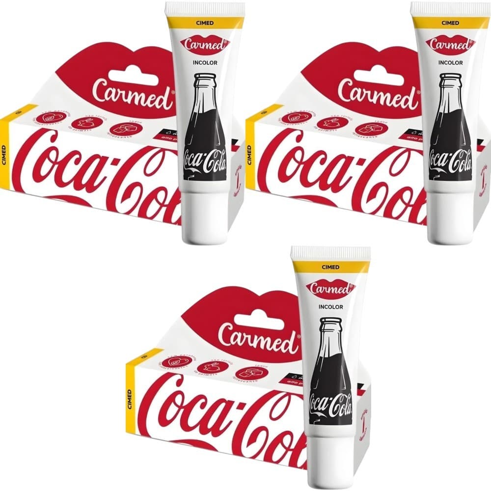 Kit 3 Hidratante Labial Carmed Coca-Cola Incolor 10g