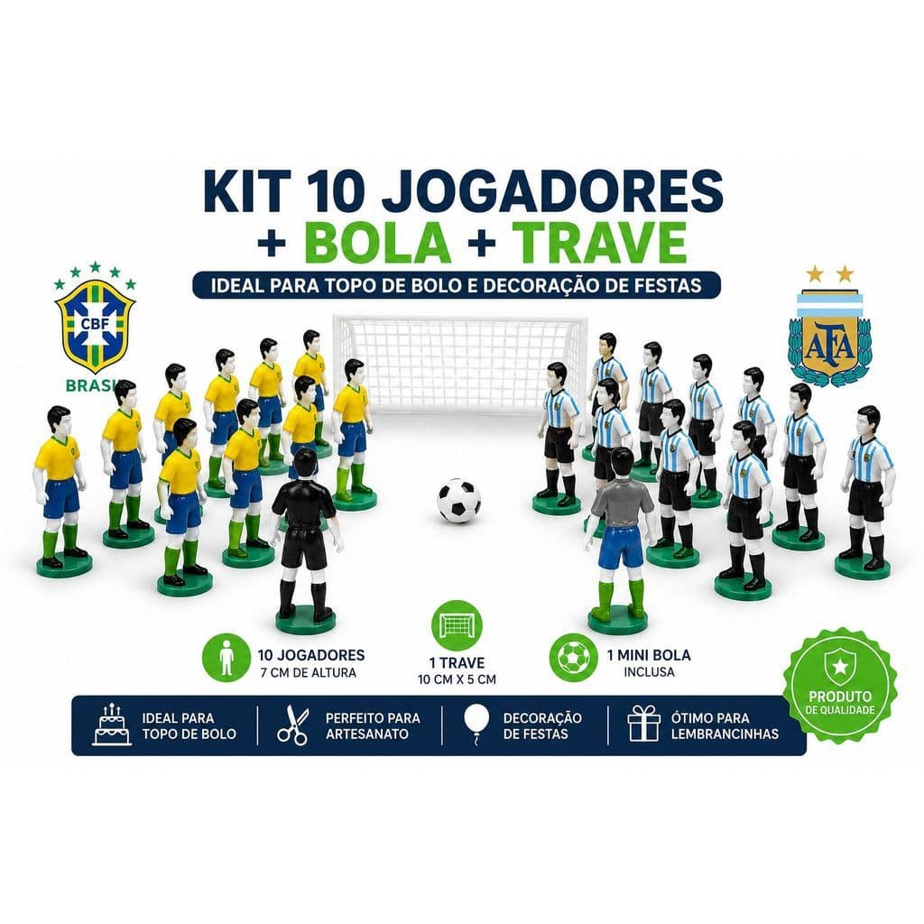 Topo De Bolo Brasil De Jogador De Futebol , Não Comestível , Topper , Poste De Gol De Aniversário