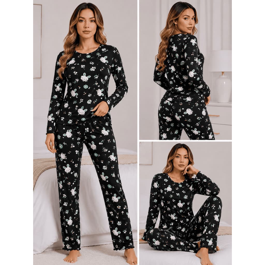Pijama Feminino Inverno Suede Canelado Conforto Estilo Toque Macio