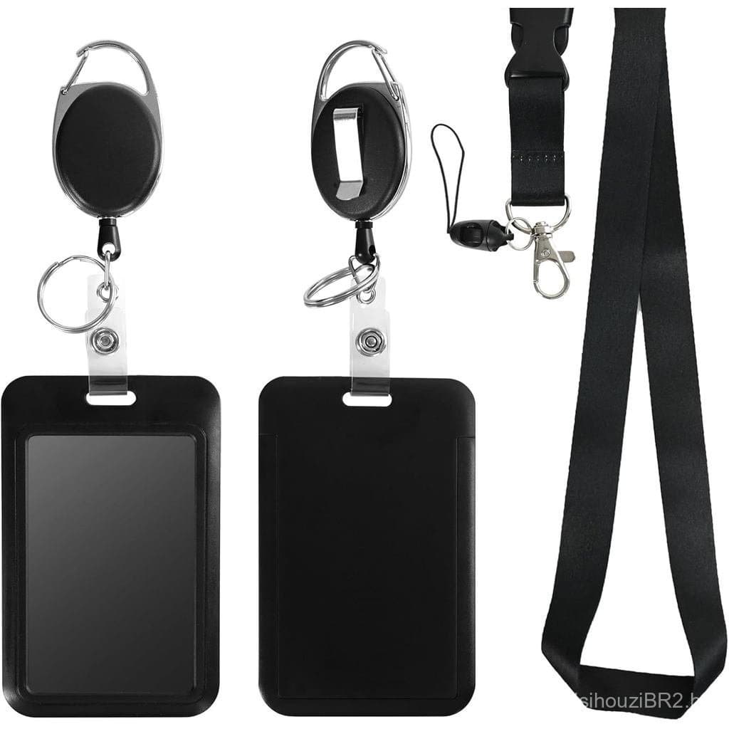 Porta-crachá retrátil com cordão de segurança, carretel de crachá resistente, chaveiro destacável, porta-cartões para na