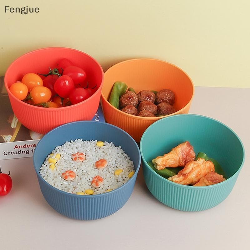 Fengjue Tigela De Salada De Palha De Trigo 15cm Grão Vertical Grande Redonda Criativa Casa Arroz Sopa Plástico BR