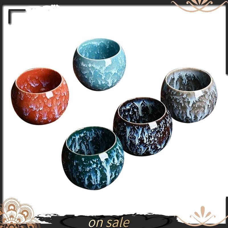 [Vendas Quentes Y] Conjunto De Xícara De Chá De Cerâmica Com Mudança De Forno-Caixa De Presente , Xícaras De Porcelana ,