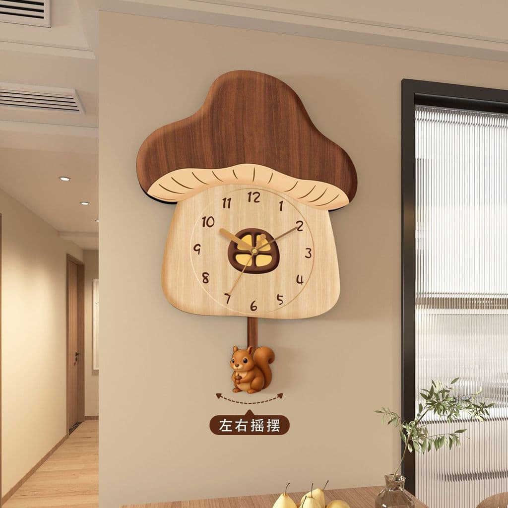 TQ ~ cogumelo casa relógio de parede sala estar casa perfuração-livre criativo dos desenhos animados relógio decoração a