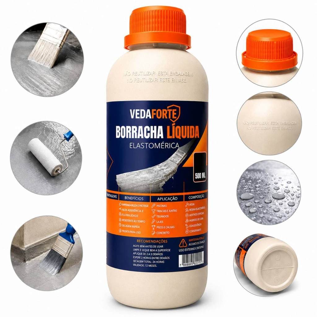 Borracha Líquida Veda Forte Impermeabilizante Alta Flexibilidade 500ml
