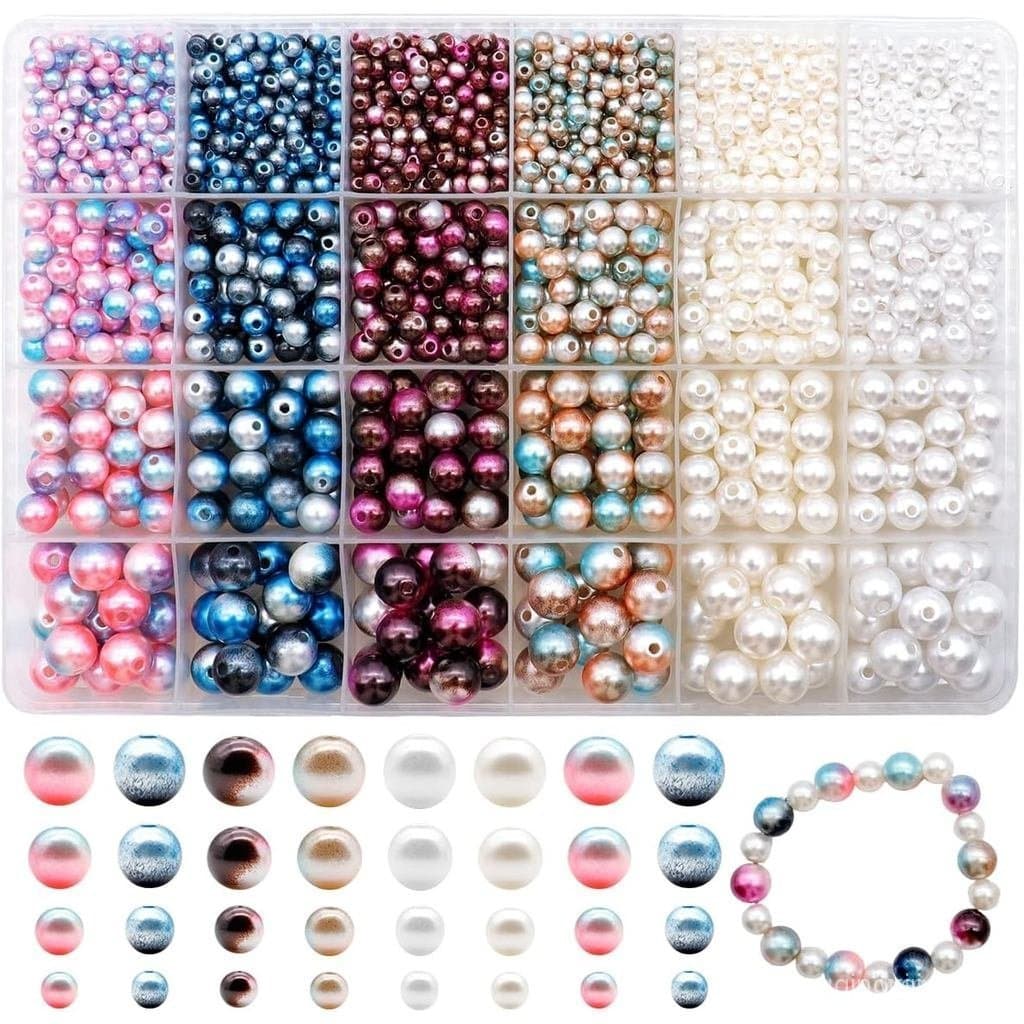Contas coloridas para enfiar, tamanhos 4/6/8/10 mm, contas de vidro feitas à mão para fabricação de joias, um total de 1