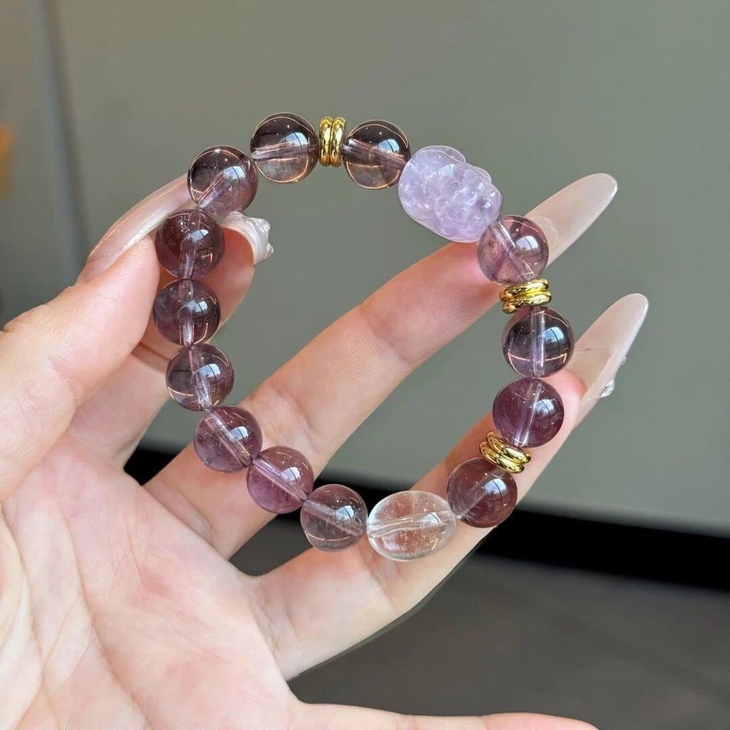 Natural ametista Pixiu pulseira dinheiro-sorte transferência contas pulseira presente feminino High-End jóias