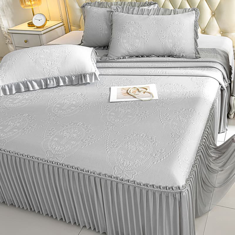 Moda simples ervilhas de seda gelo tapete legal 2026 novo estilo saia de cama estilo capa feio ar condicionado tapete le