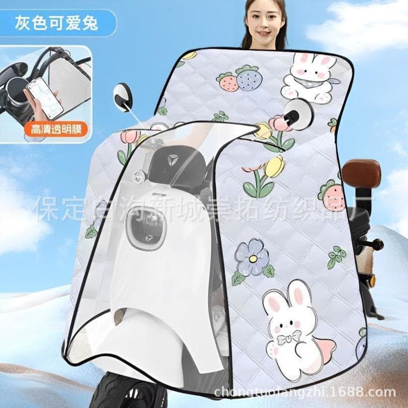 Capa impermeável à prova de chuva primavera outono estilo veículo elétrico pára-brisa colcha verão protetor solar estilo