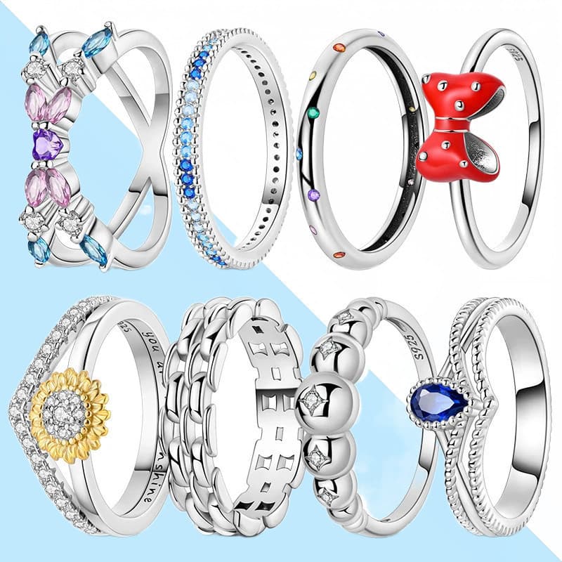 Anel de moda feminino, prata esterlina S925 incrustada com zircônia azul, design de girassol, joia requintada adequada p